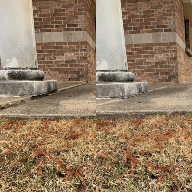 Before-and-after commercial walkway leveling