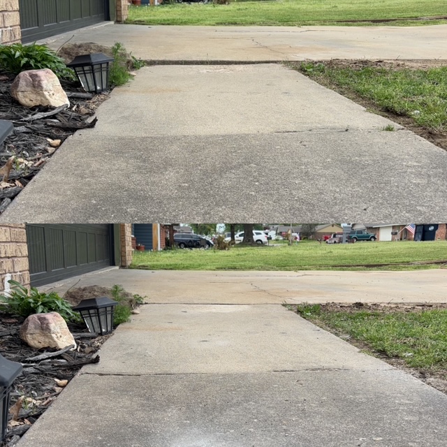 Before-and-after driveway concrete leveling