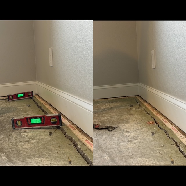Before-and-after interior floor leveling